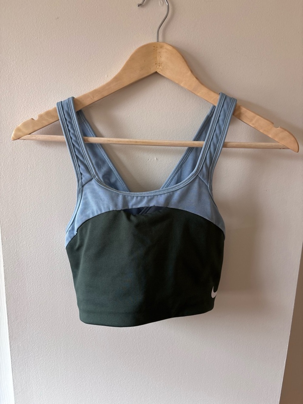 Nike Light Blue and Dark Green Colorblock Sports Bra